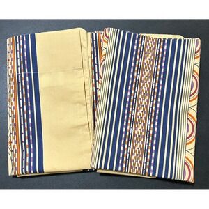 VTG Wamsutta Pillowcases King Pair/2 Cream Arch Deco Ultracale USA 80s Retro